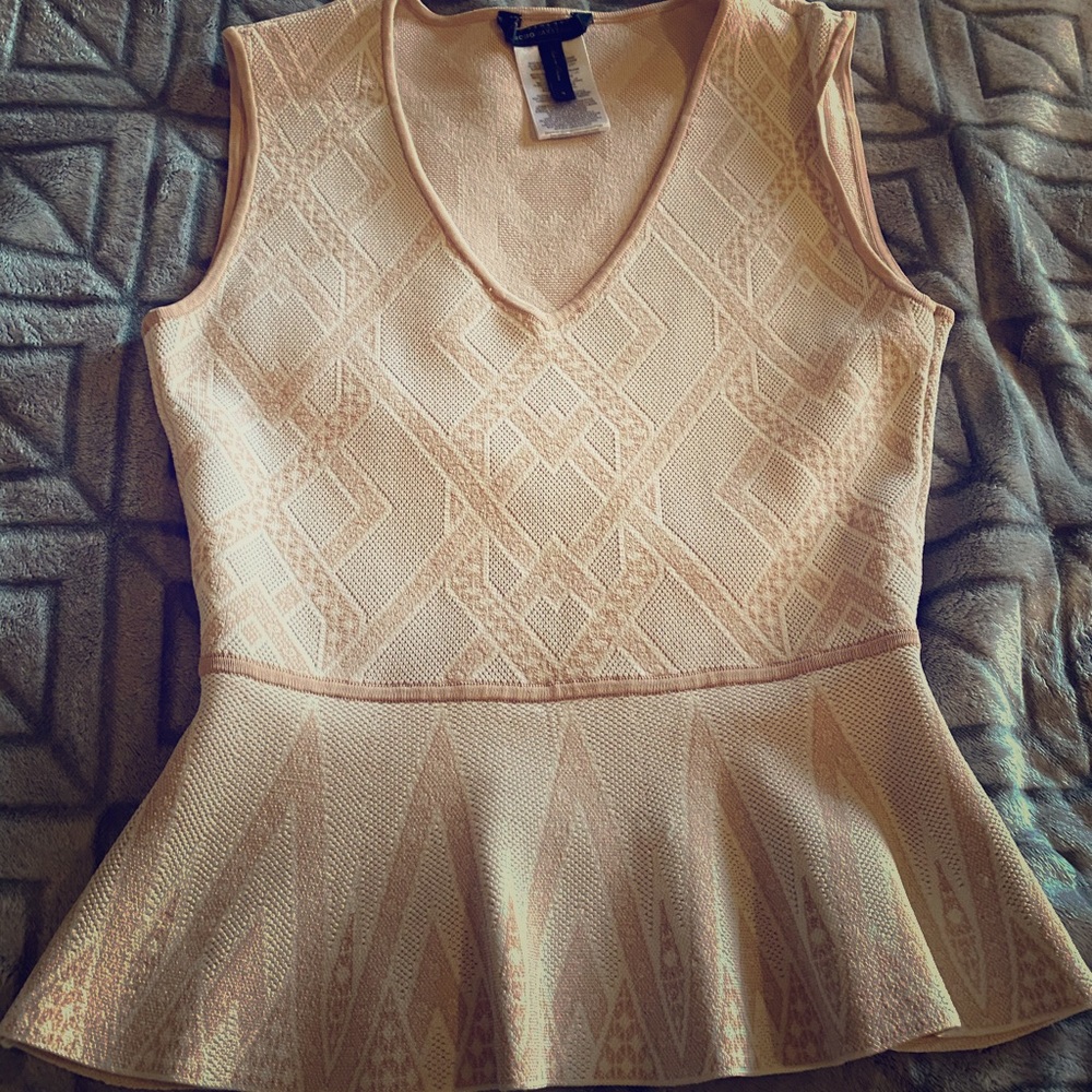 BCBG shirt tan and cream